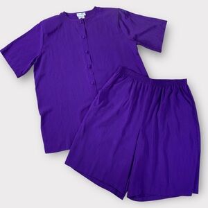Women’s Tropics Blouse & Short Set X-Large Blouse Large Shorts Purple #153